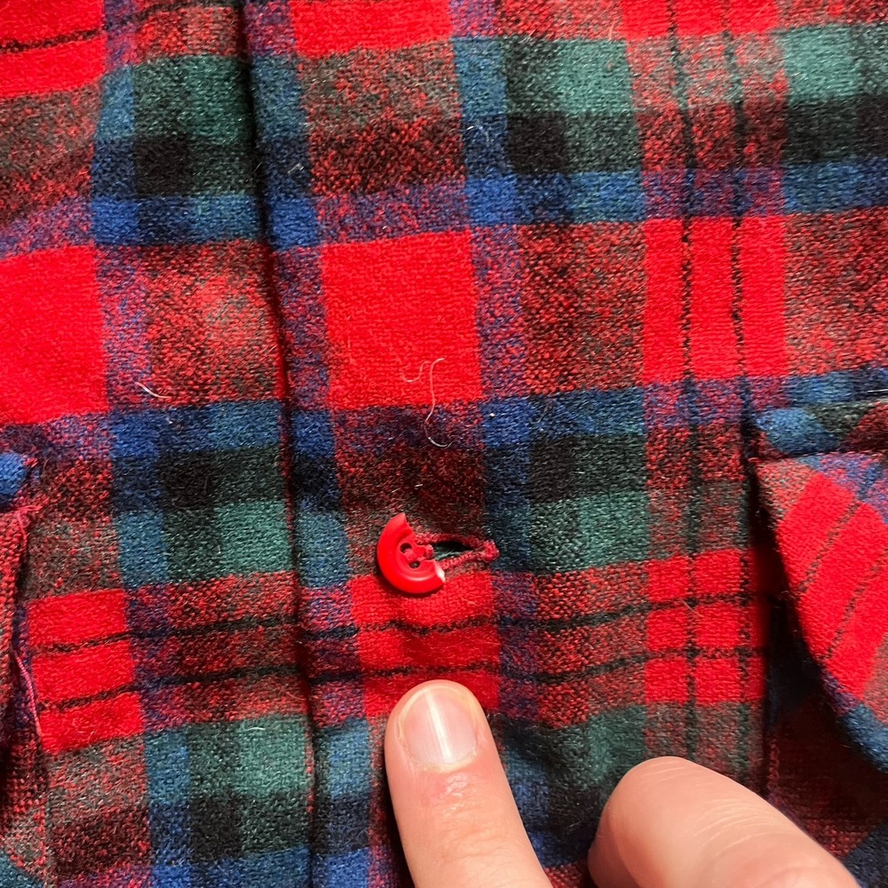 VTG 70s‎ Pendleton Board Shirt Red Plaid Wool Flannel Men's M USA Loop Collar - Picture 5 of 9
